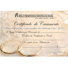 Certificado de Casamento com logo da IPRB c/ 20 unid 